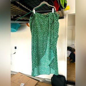 SHEIN floral green wrap maxi skirt